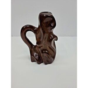 Vintage Brazilian Mangrove Carved Candle Holder Boutique Joana Abstract Art